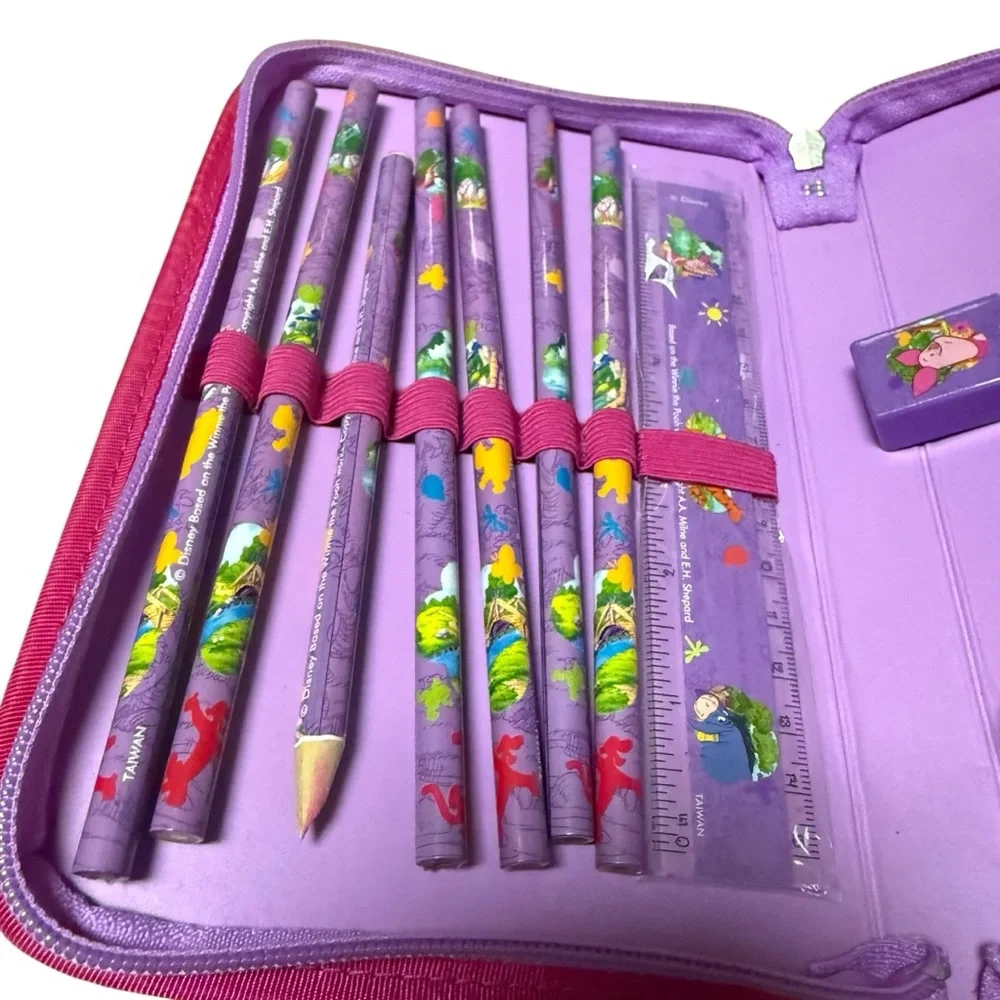 Vintage Disney Piglet and Pooh Zip Up Pencil Case Utensil Case